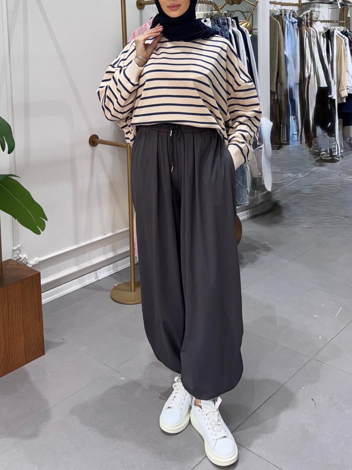 ÇİZGİLİ SWEAT  LACİVERT