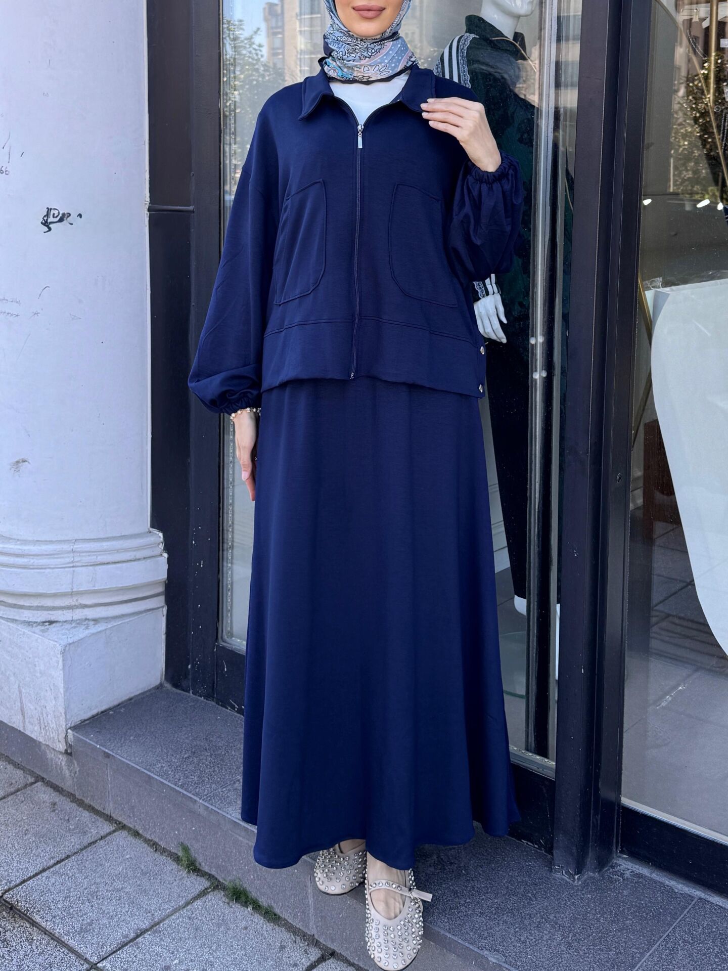 ÇITÇITLI ETEKLİ TAKIM LACİVERT