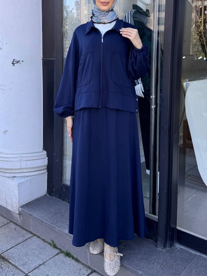 ÇITÇITLI ETEKLİ TAKIM LACİVERT