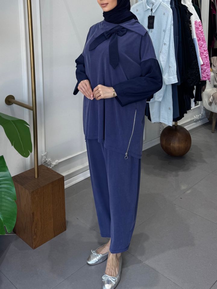 YAKA FİYONK DETAYLI TAKIM SAX