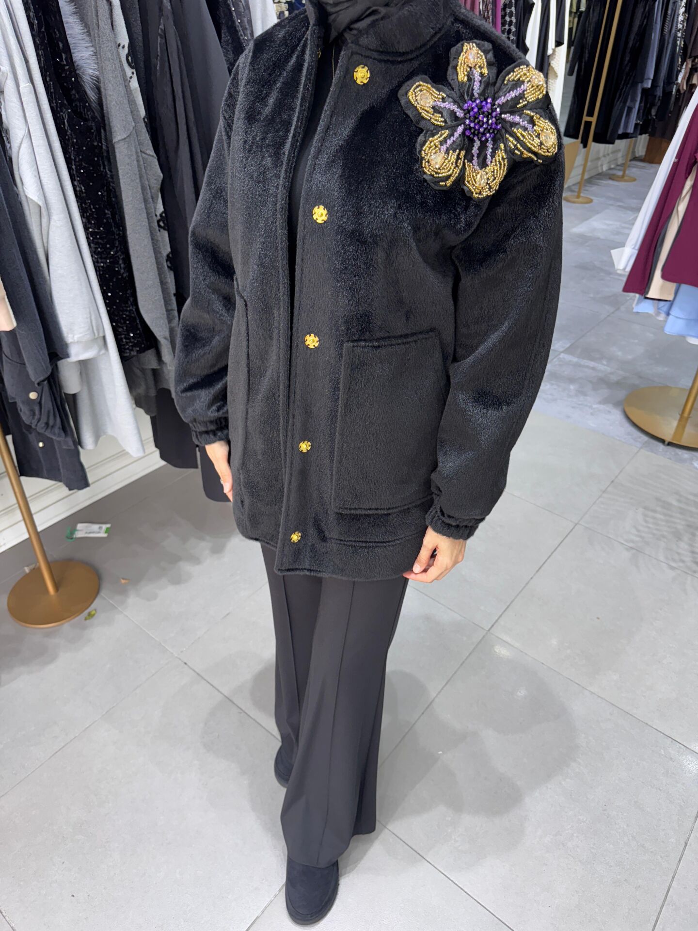 VELLE KAŞE CEKET SİYAH