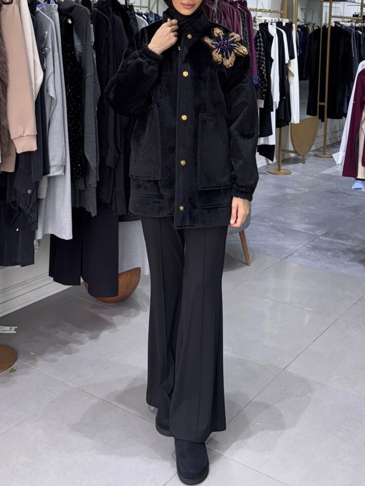 VELLE KAŞE CEKET SİYAH