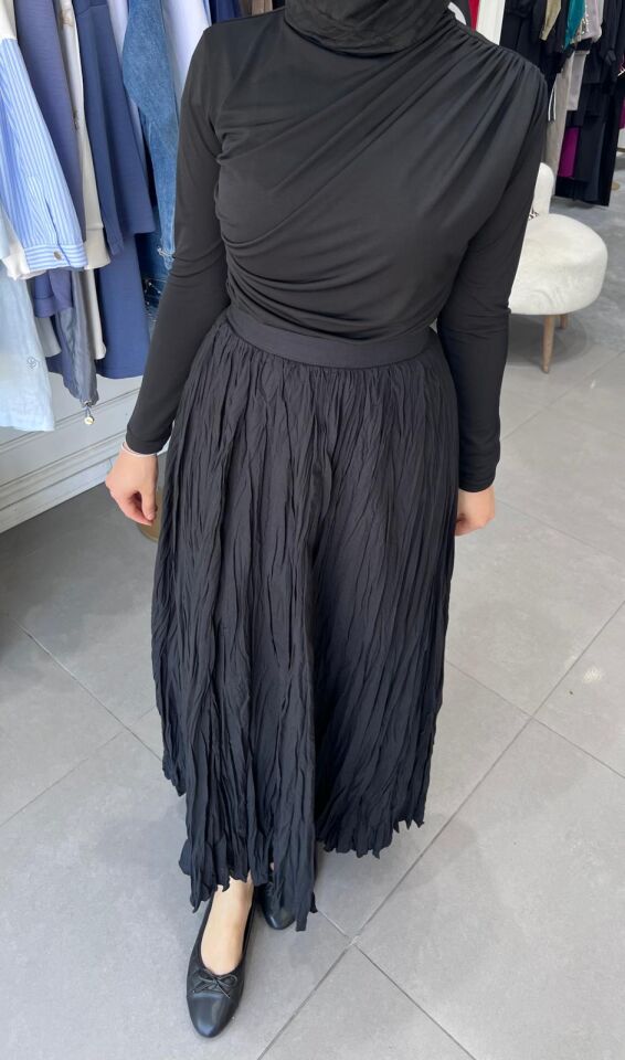 DRAPE BLUZ SİYAH
