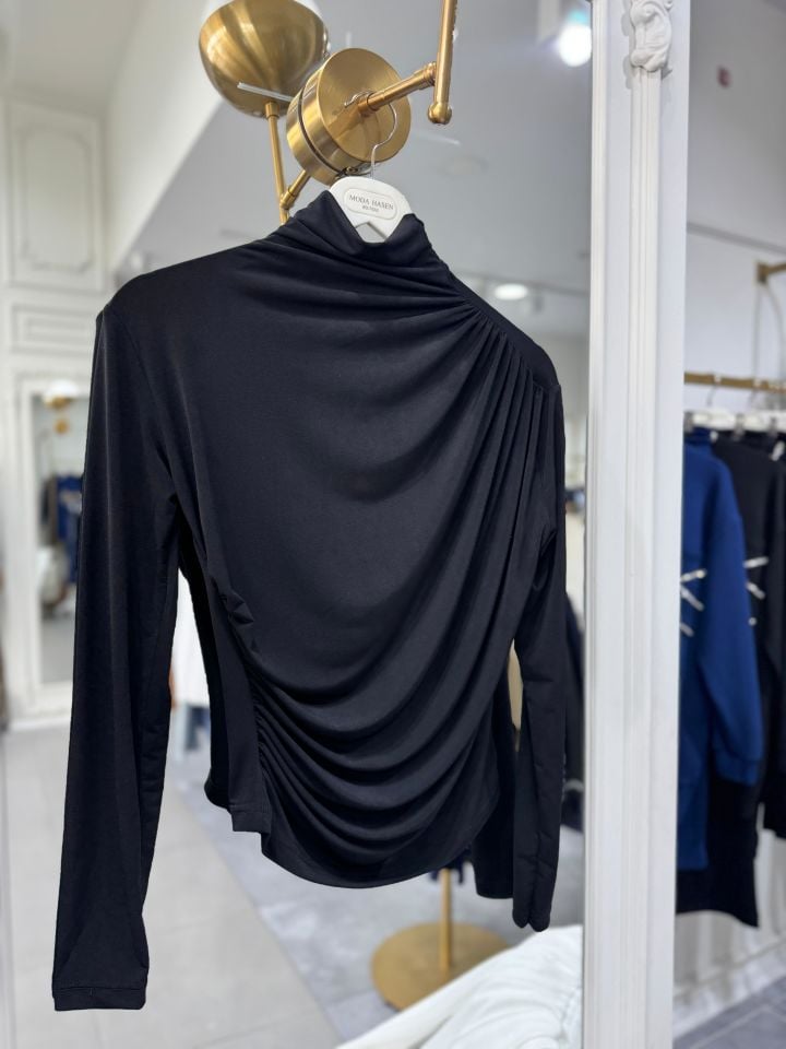 DRAPE BLUZ SİYAH