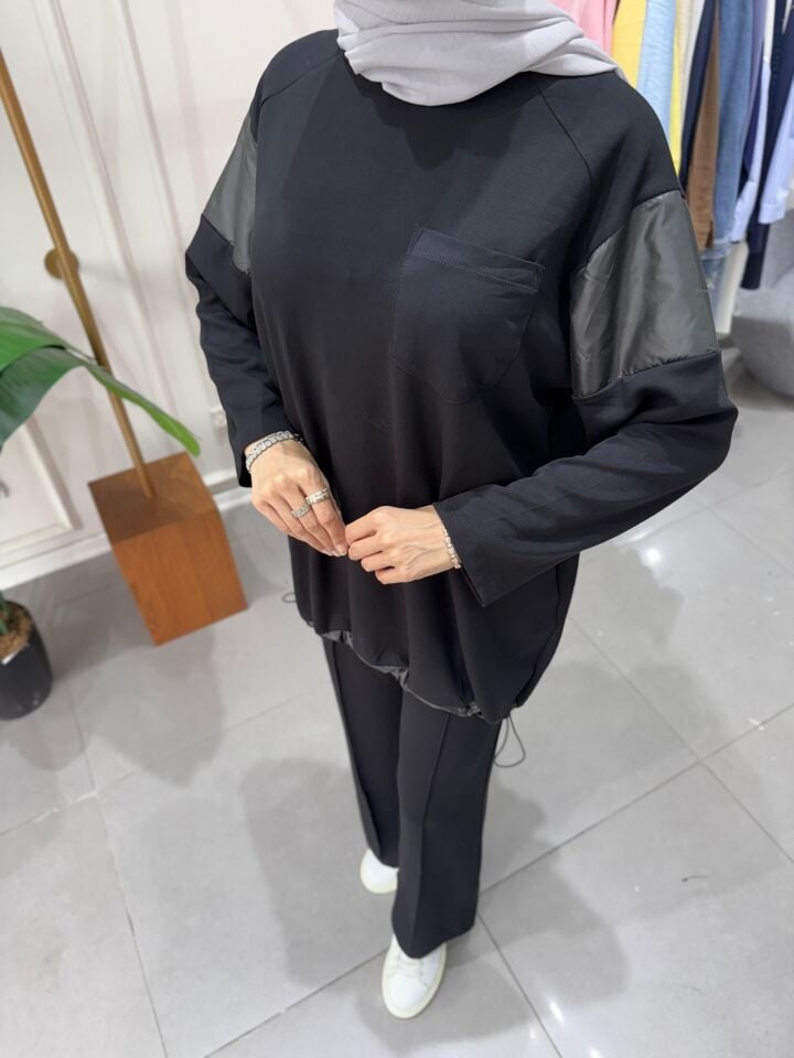 GARNİ DETAYLI RAHAT TAKIM SİYAH