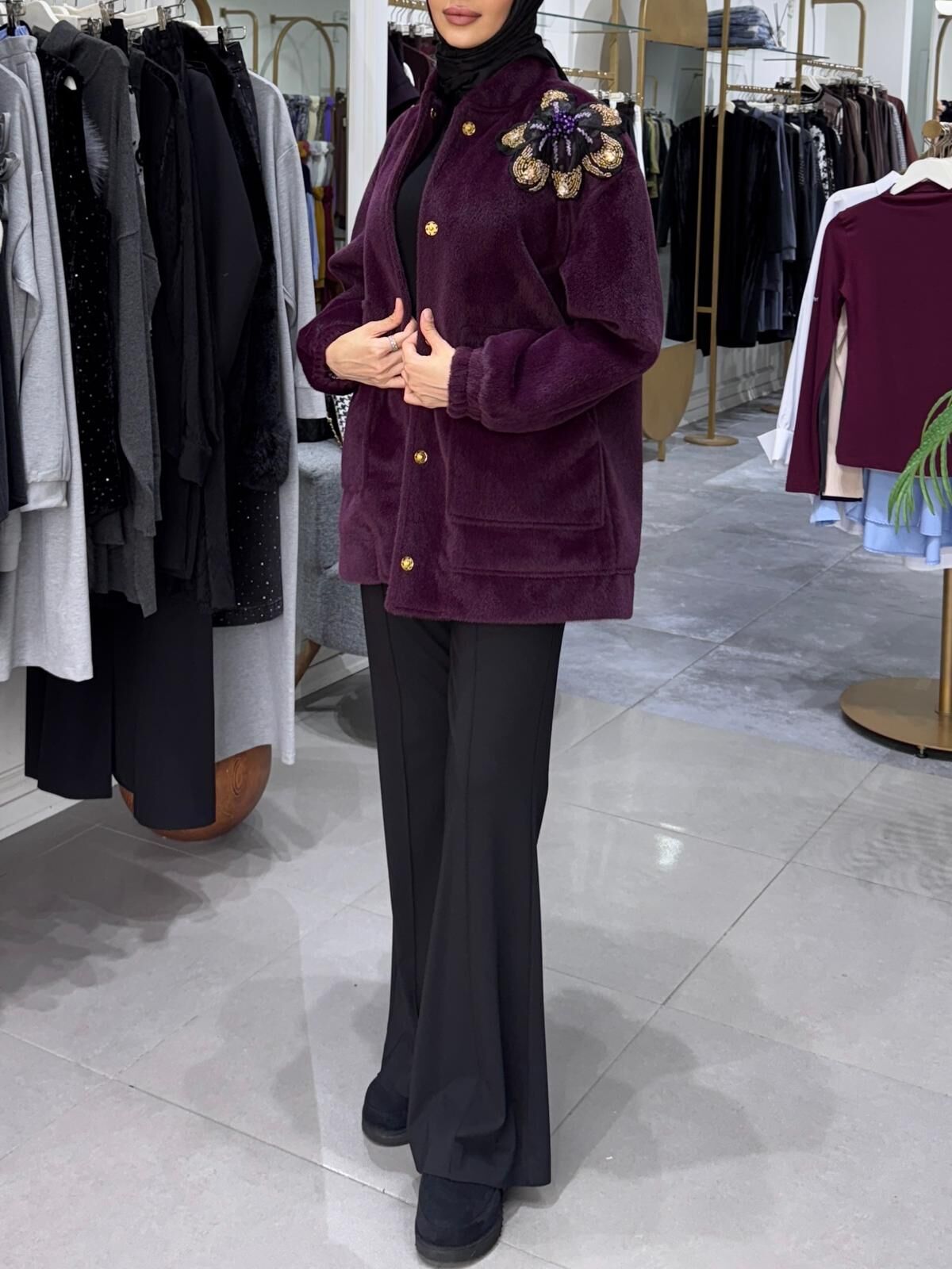 VELLE KAŞE CEKET BORDO