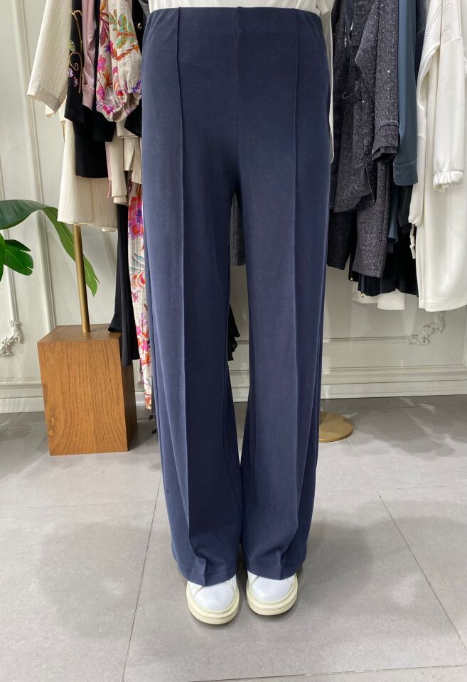 NERVURLU TENSEL ÖRME PANTOLON LACİVERT