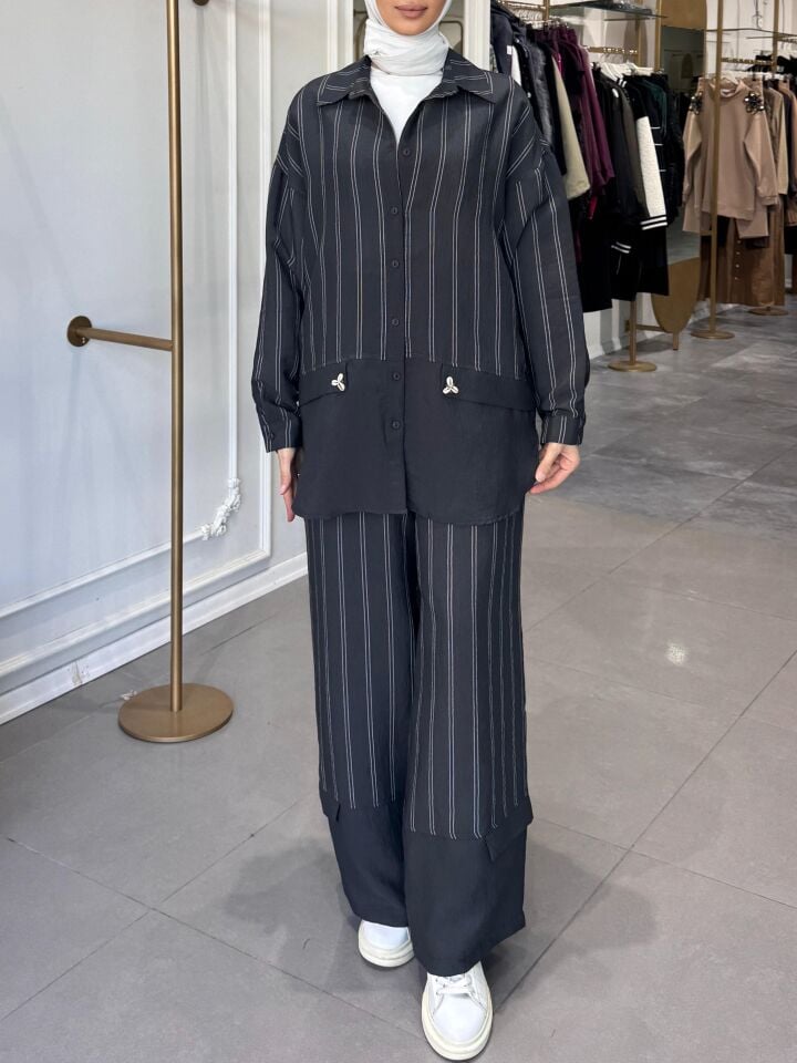 İSTİRİDYE DETAYLI TAKIM SİYAH