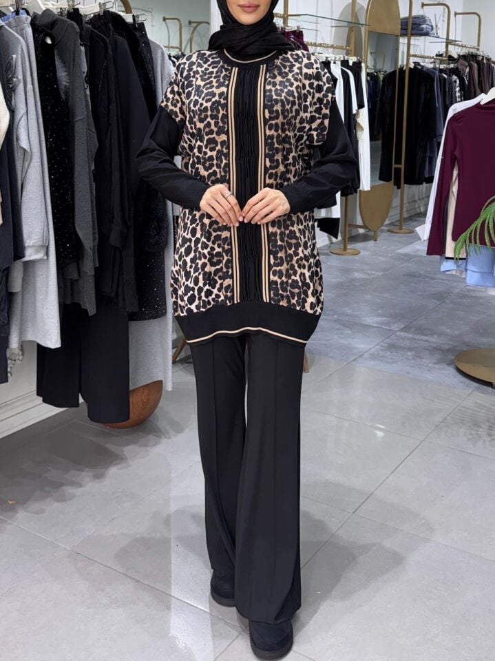 MERSERİZE LEOPAR TUNİK