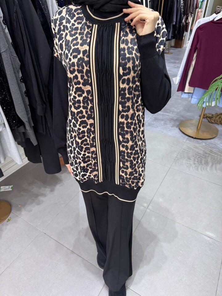 MERSERİZE LEOPAR TUNİK