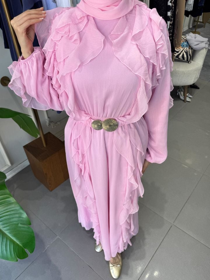 SPECİAL RUFFLE ELBİSE PUDRA