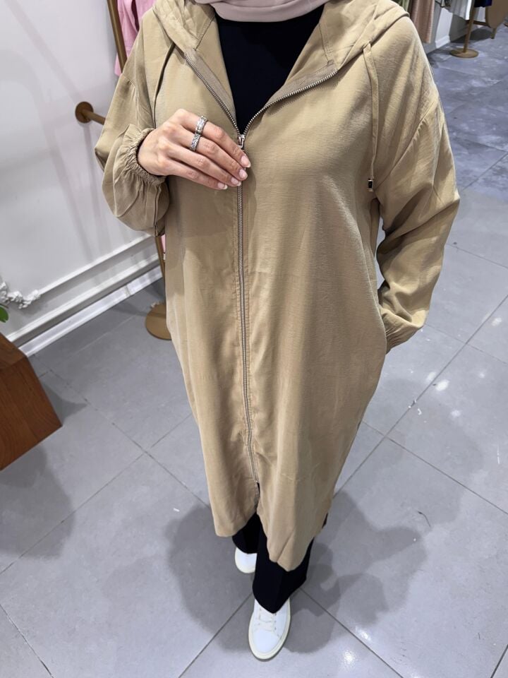 YIRTMAÇLI FERMUARLI KAP CAMEL