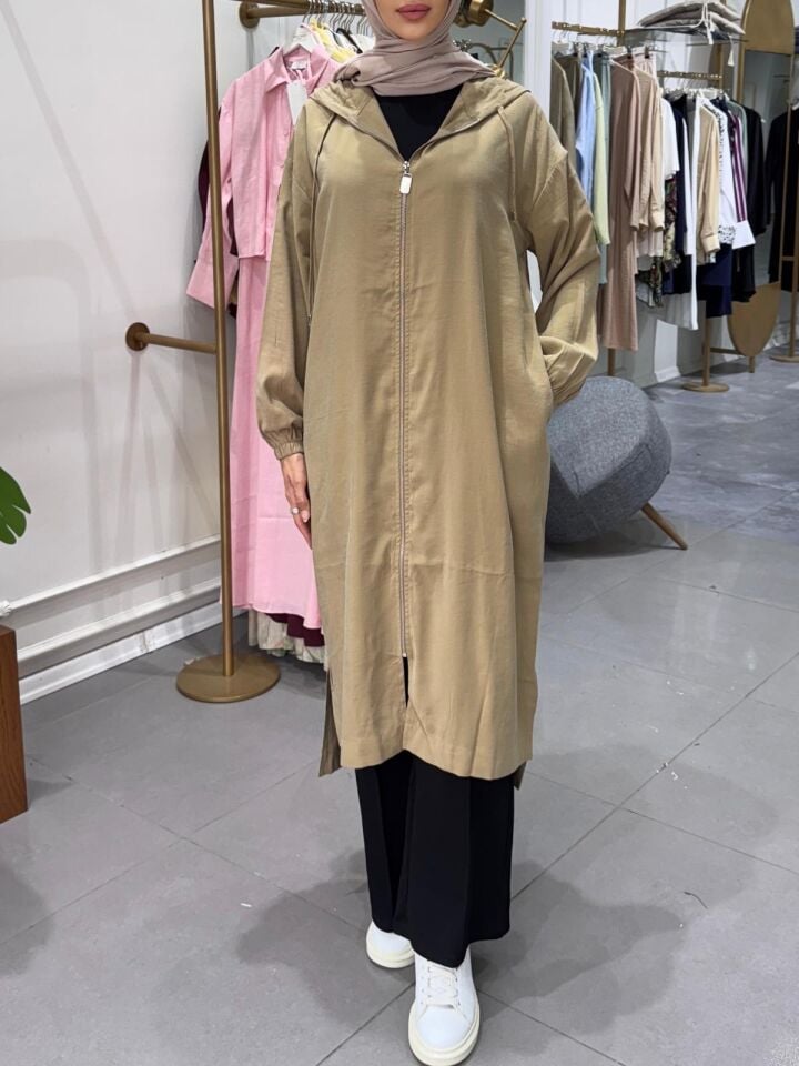 YIRTMAÇLI FERMUARLI KAP CAMEL