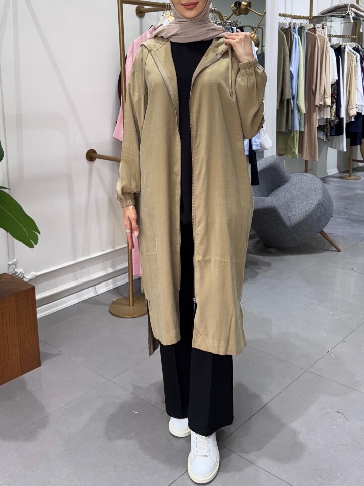 YIRTMAÇLI FERMUARLI KAP CAMEL