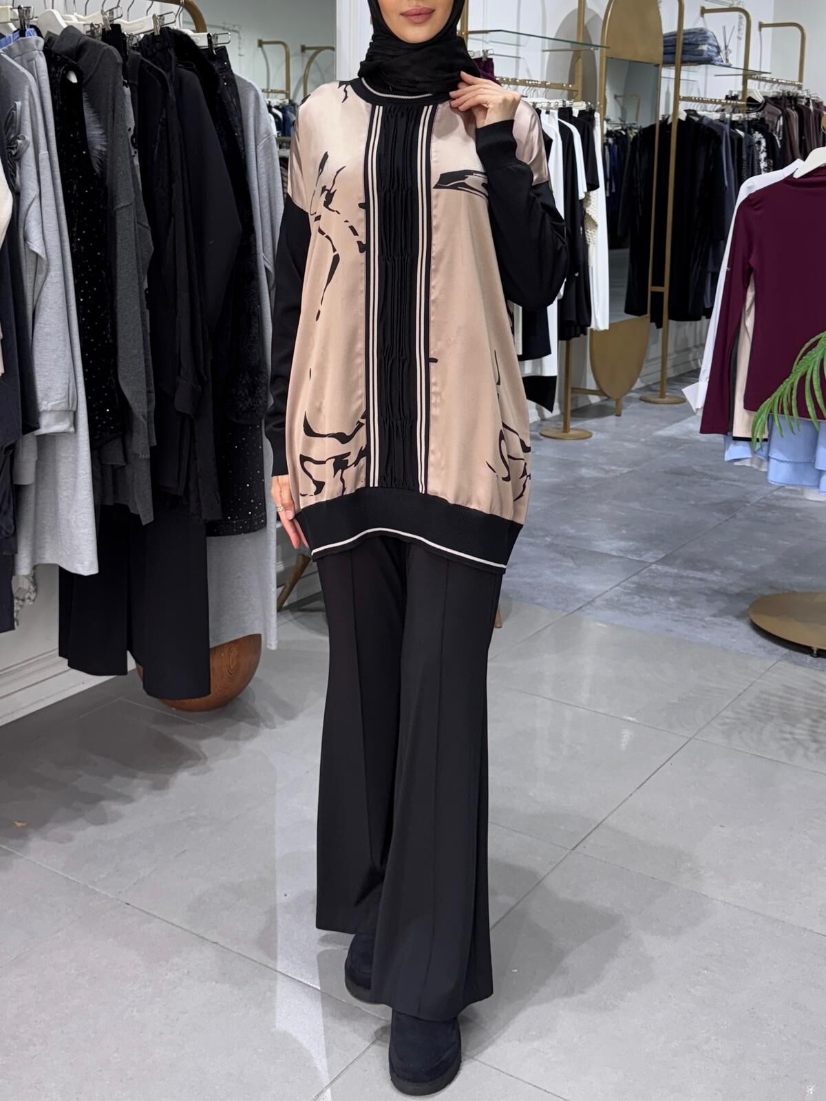 MERSERİZE TUNİK BEJ DESEN