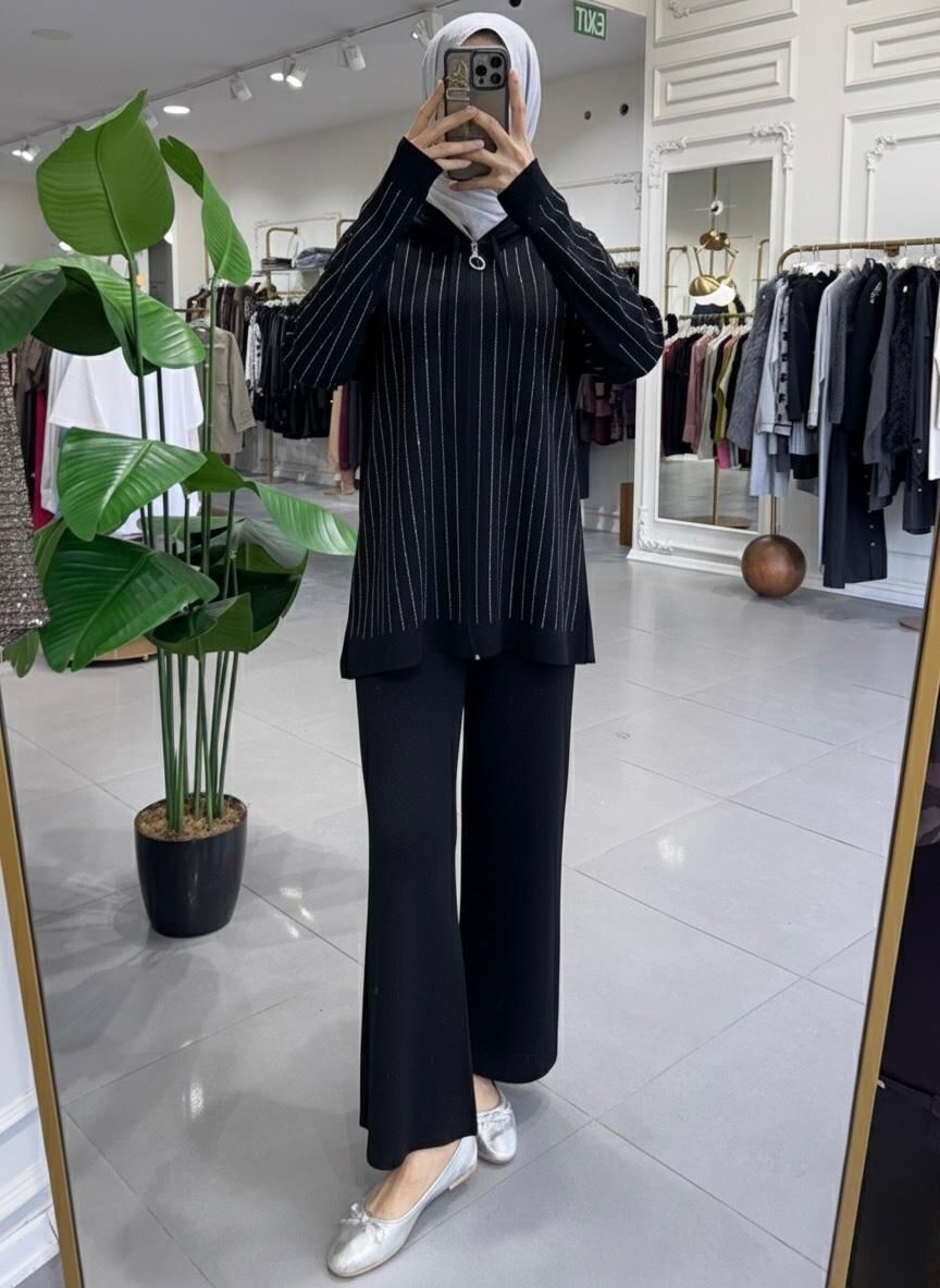 TAŞLI TRİKO TAKIM SİYAH