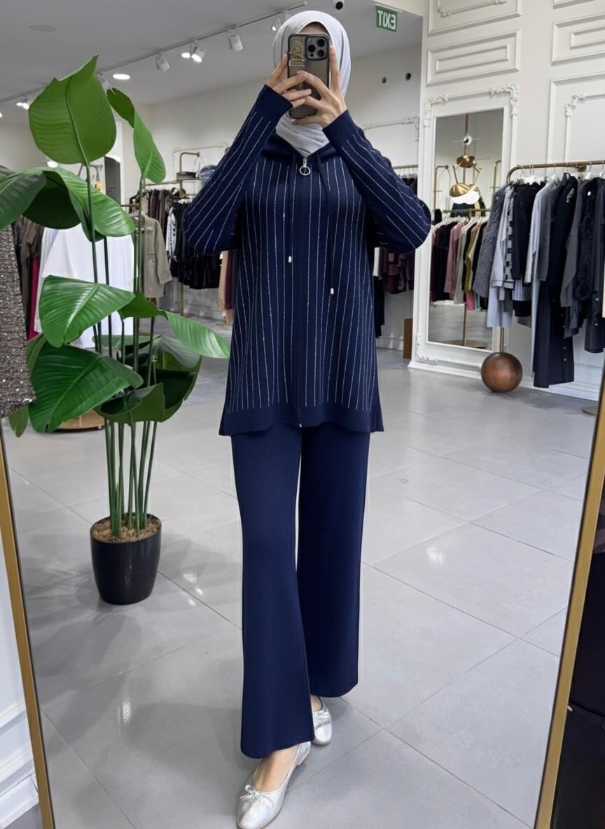 TAŞLI TRİKO TAKIM LACİVERT