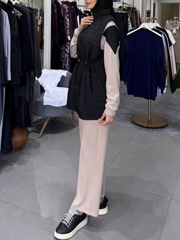 YELEKLİ ÜÇLÜ TAKIM SİYAH