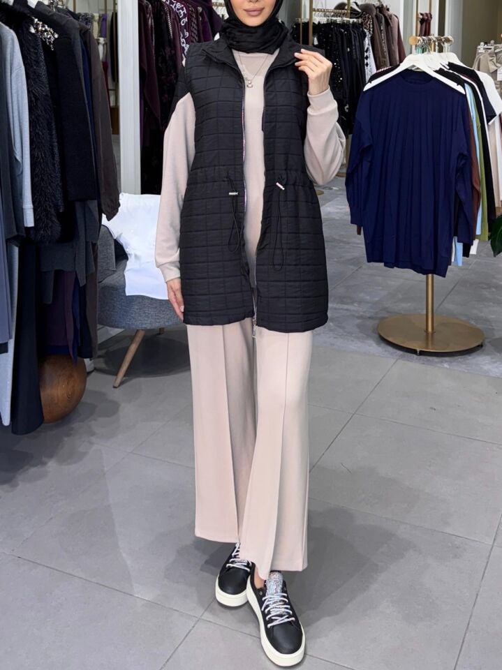 YELEKLİ ÜÇLÜ TAKIM SİYAH