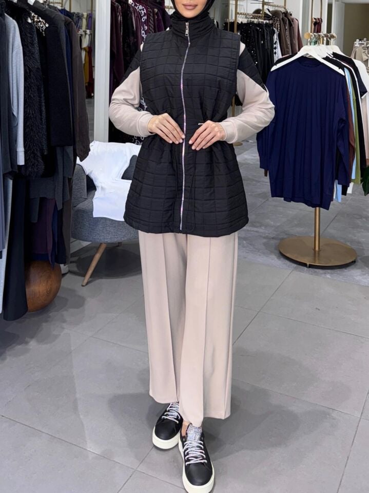 YELEKLİ ÜÇLÜ TAKIM SİYAH