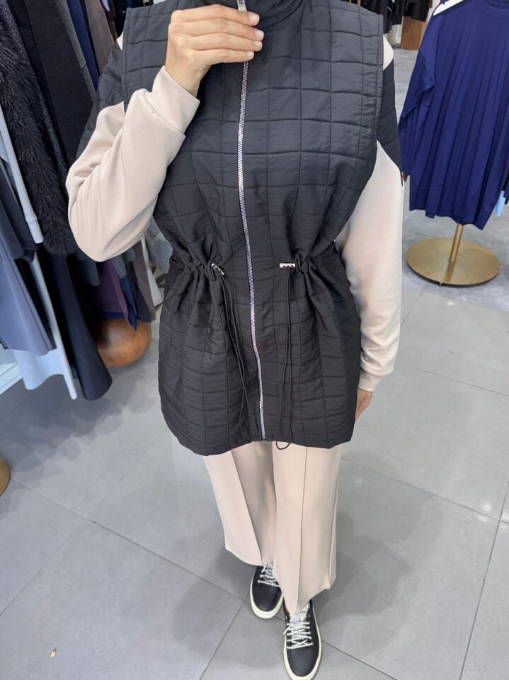 YELEKLİ ÜÇLÜ TAKIM SİYAH