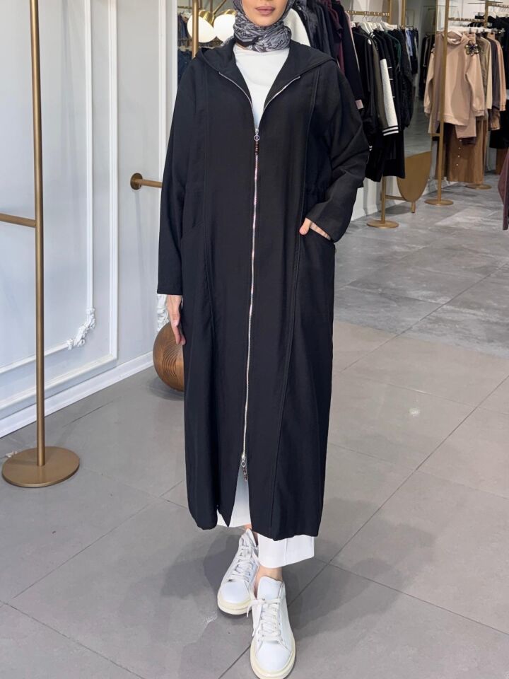 FERMUARLI KETEN KAP SİYAH