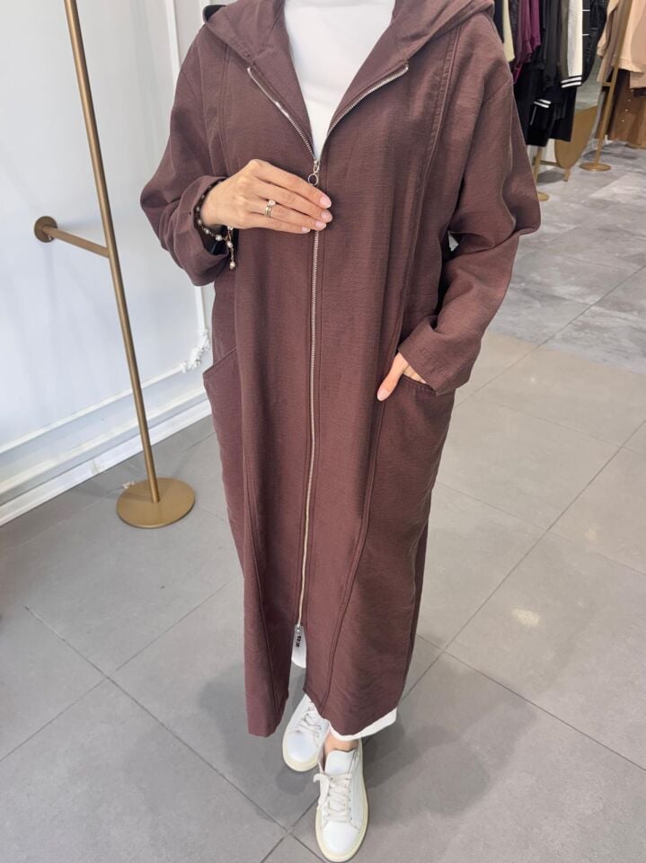 FERMUARLI KETEN KAP KAHVERENGİ