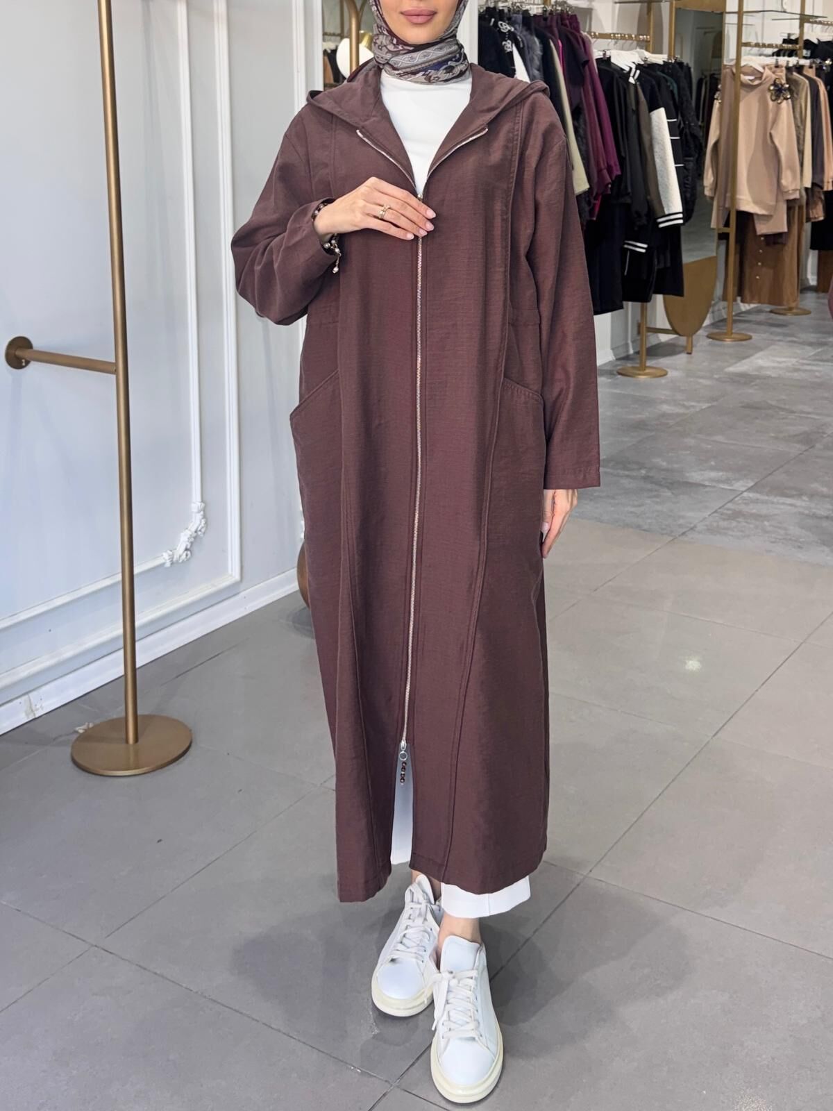 FERMUARLI KETEN KAP KAHVERENGİ