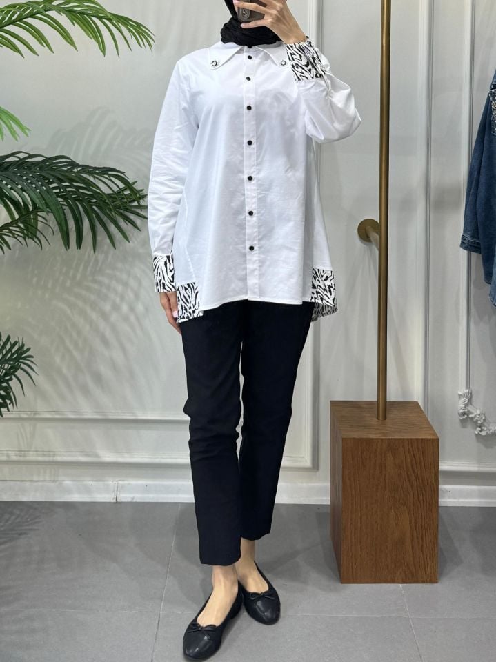 DAFNE GARNİLİ GÖMLEK BEYAZ