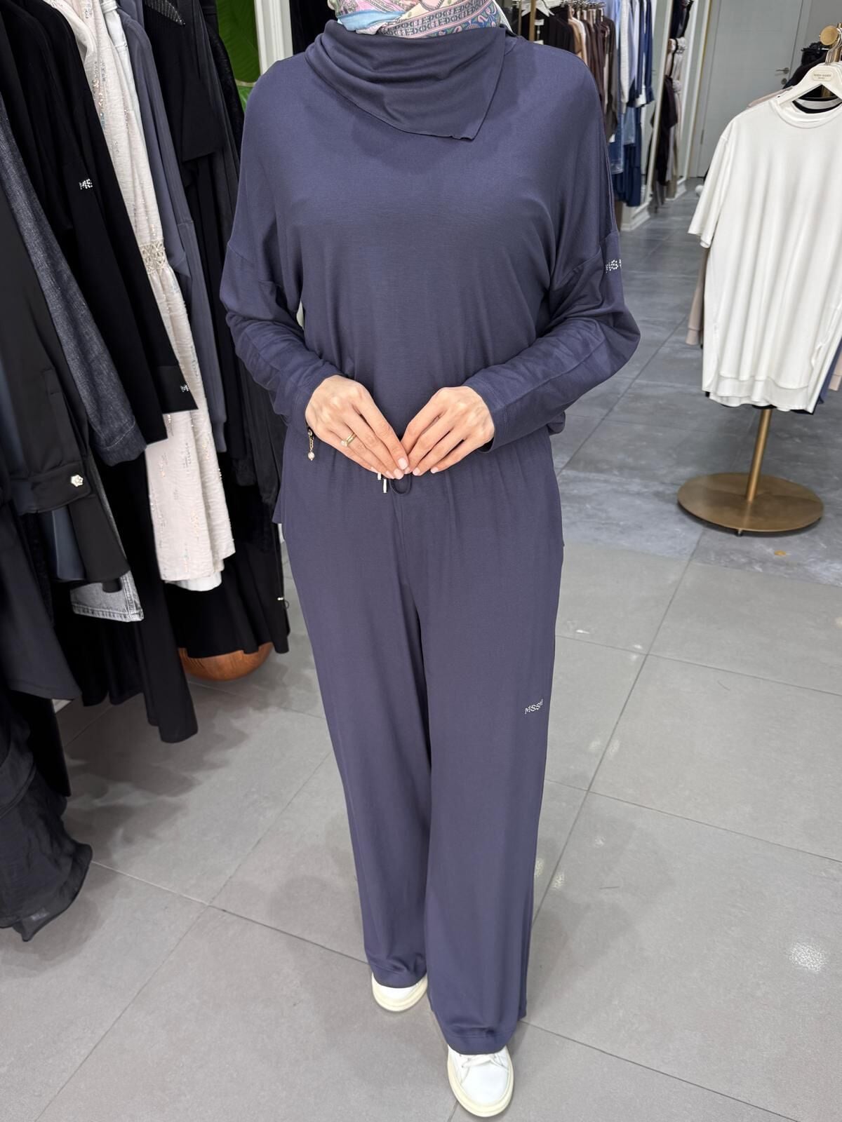 ŞAL YAKA TUNİK LACİVERT