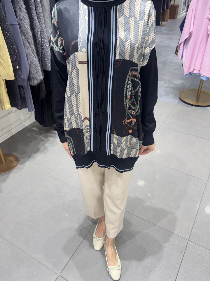 MERSERİZE ZİNCİR TUNİK MAVİ