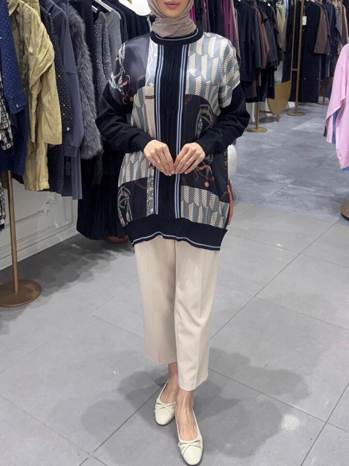 MERSERİZE ZİNCİR TUNİK MAVİ