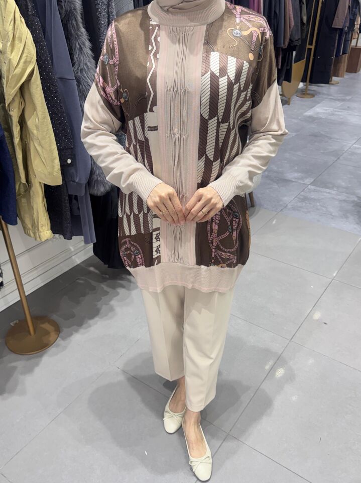 MERSERİZE ZİNCİR TUNİK PEMBE