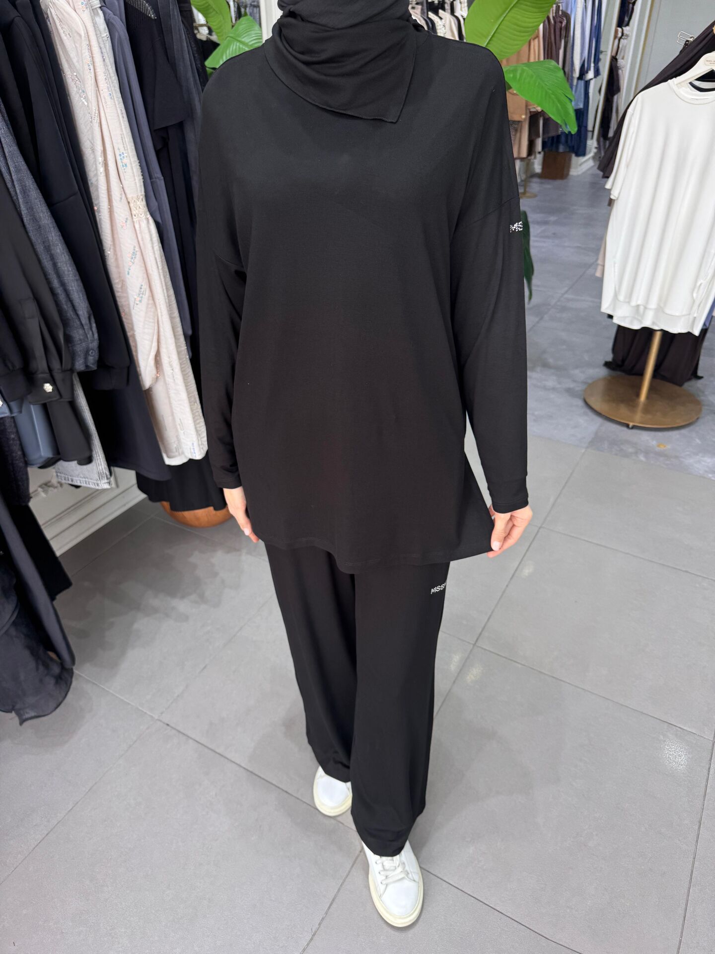 ŞAL YAKA TUNİK SİYAH