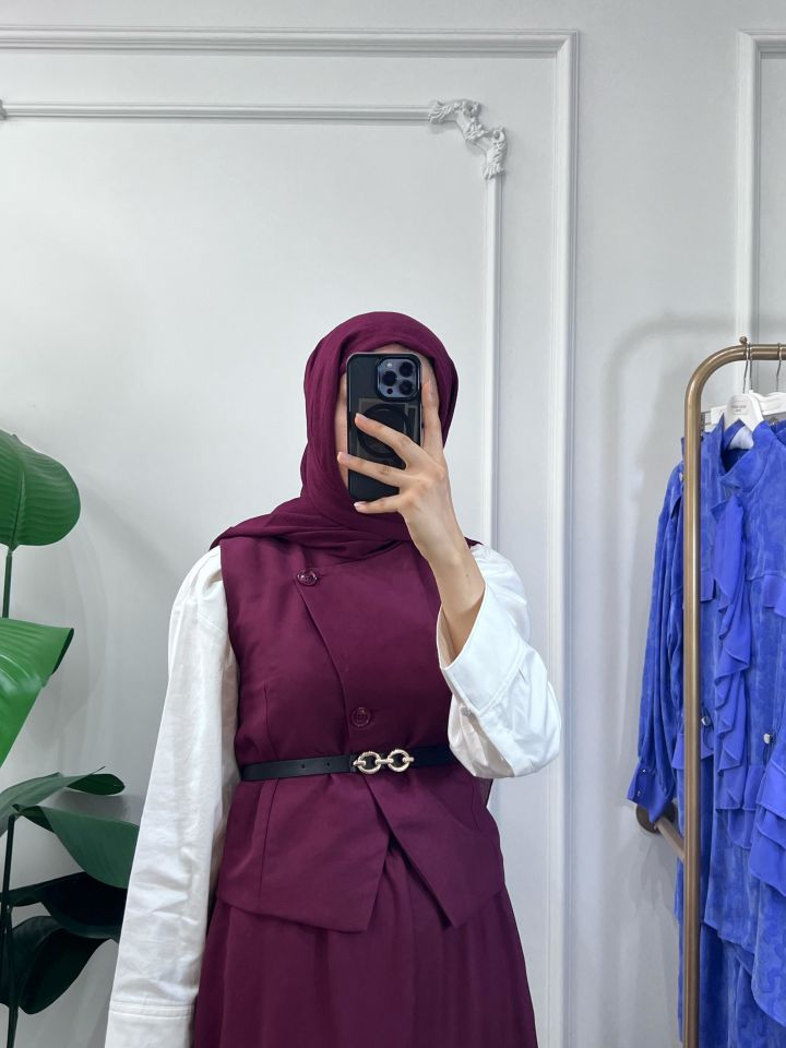 YELEKLİ ETEKLİ TAKIM BORDO