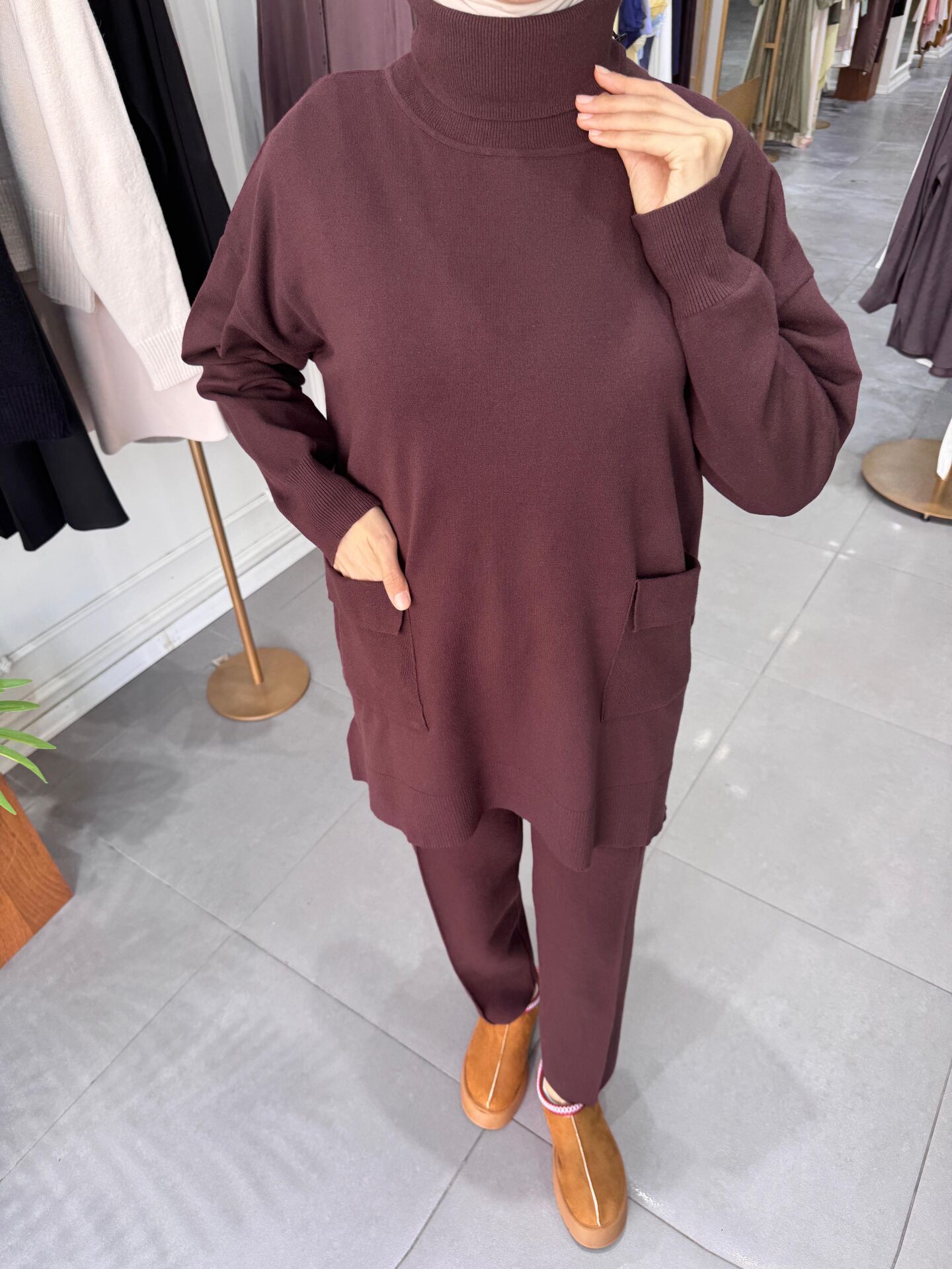 CEPLİ TRİKO TUNİK BORDO