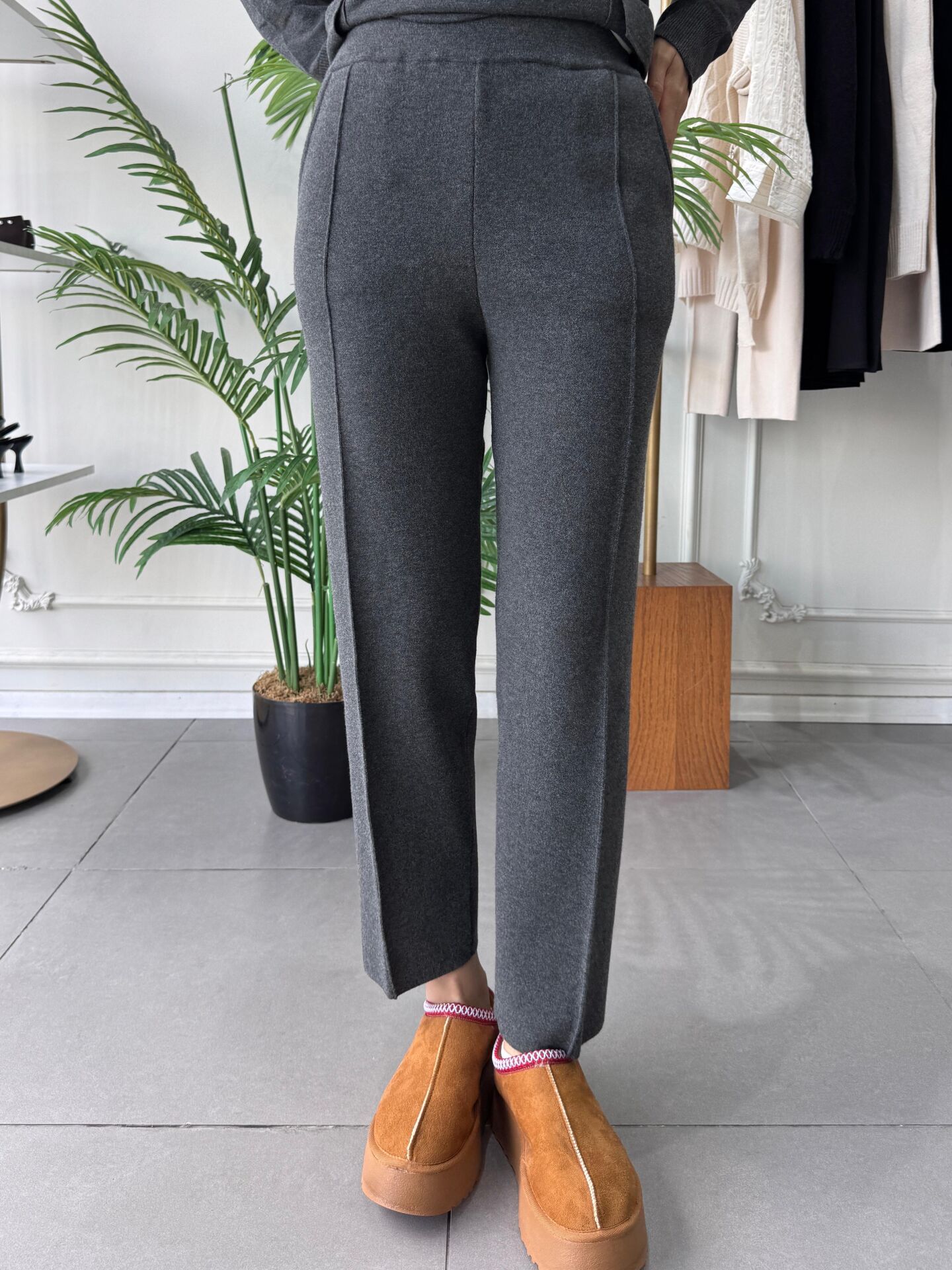 DAR TRİKO PANTOLON GRİ