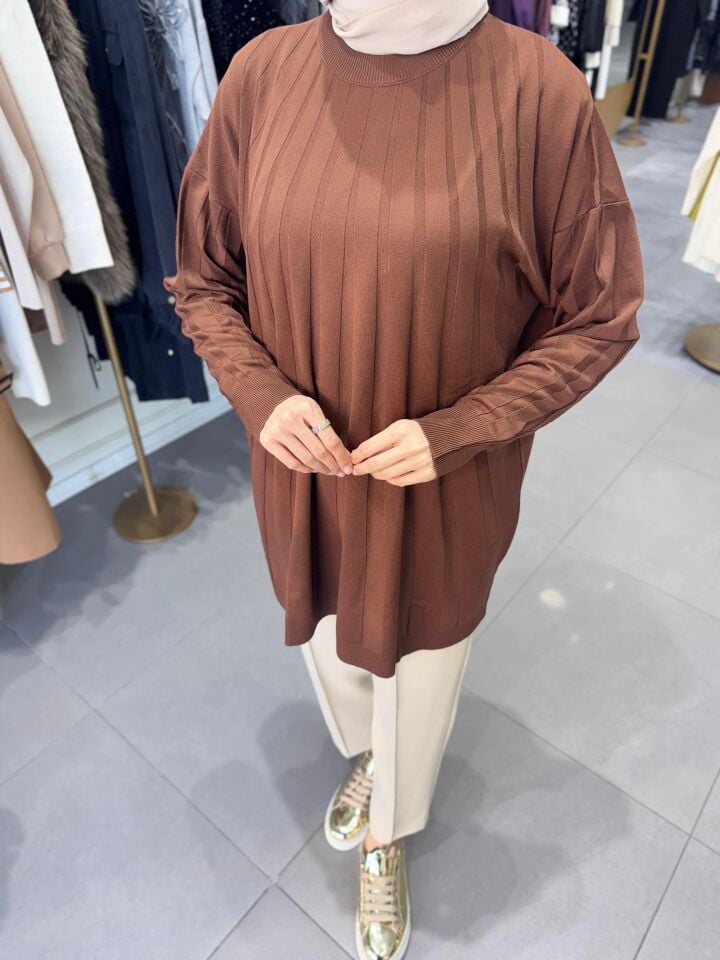 İNCE TRİKO BLUZ KAHVE