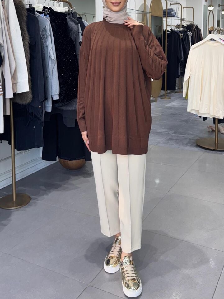 İNCE TRİKO BLUZ KAHVE