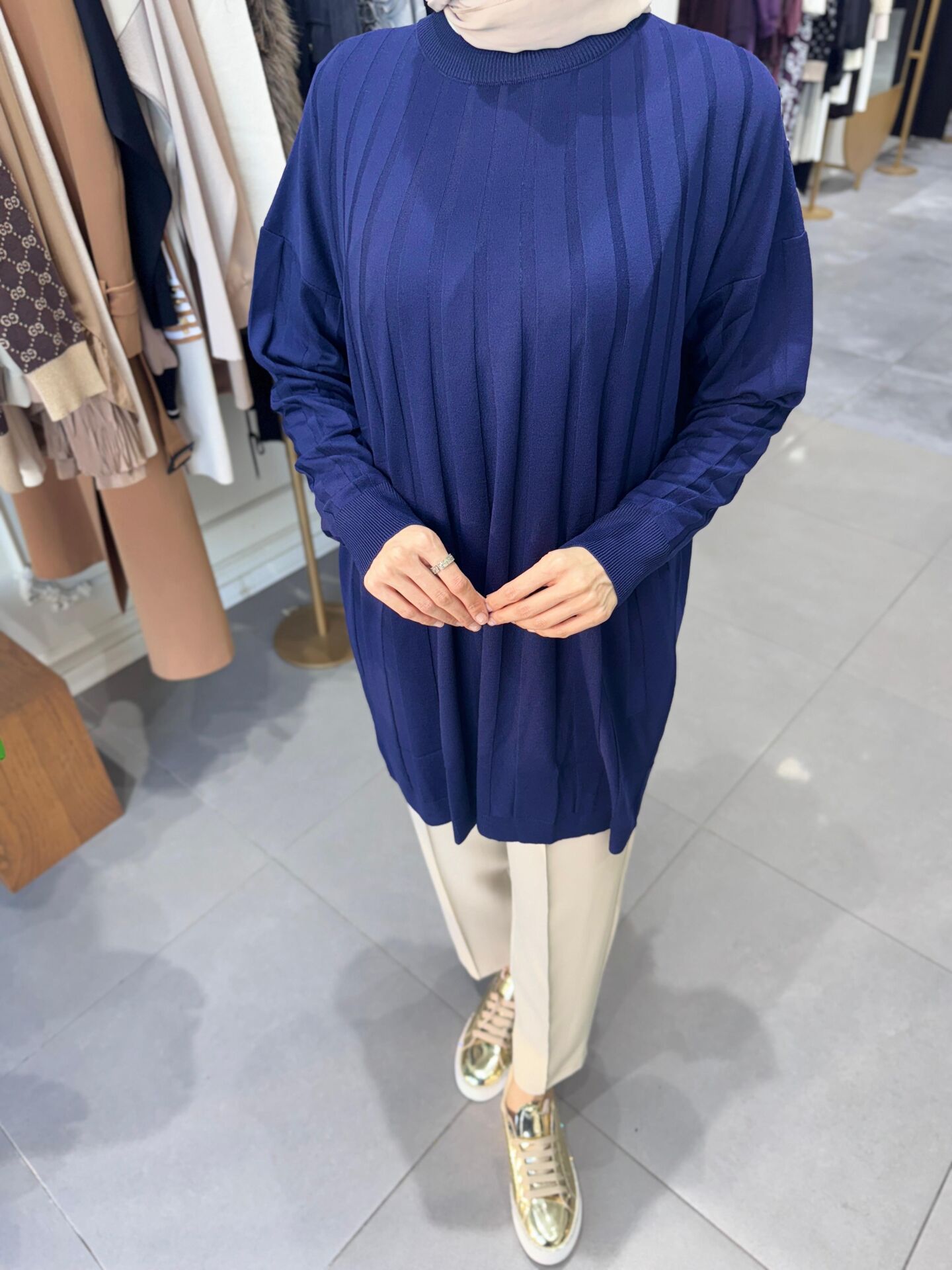 İNCE TRİKO BLUZ LACİVERT