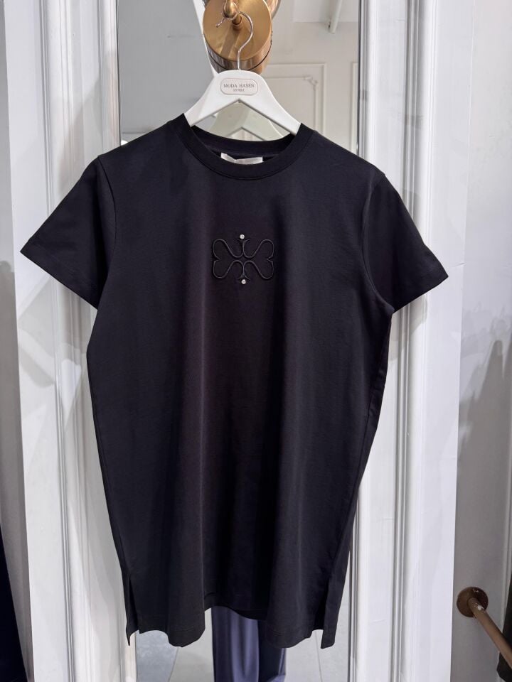 NAKIŞLI TİŞÖRT SİYAH