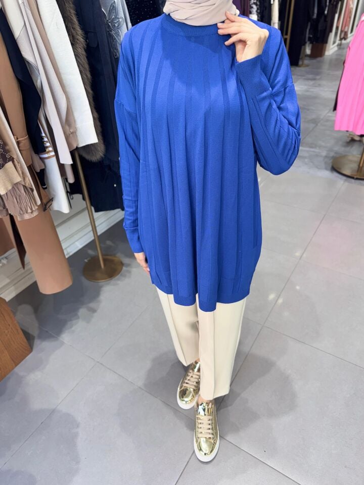 İNCE TRİKO BLUZ SAKS