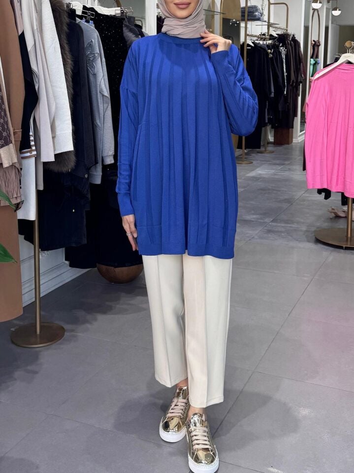 İNCE TRİKO BLUZ SAKS