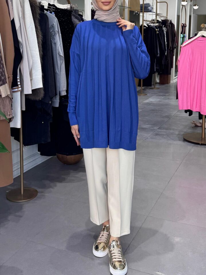 İNCE TRİKO BLUZ SAKS