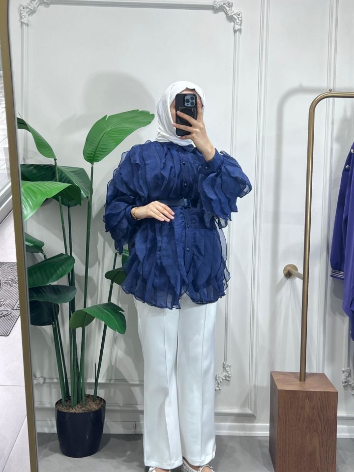 FUL FIR FIR KEMERLİ TUNİK MAVİ