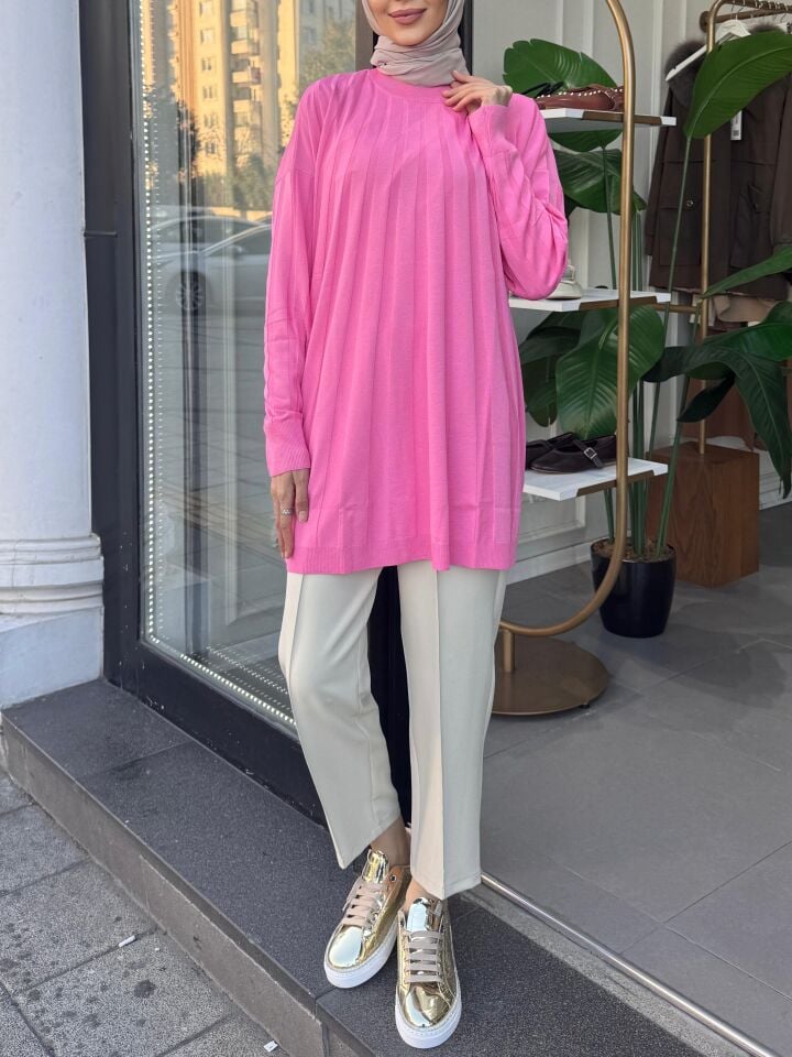 İNCE TRİKO BLUZ PEMBE