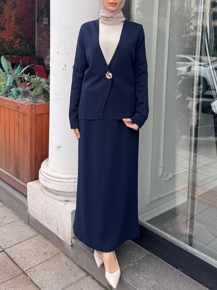 ÖRME ETEKLİ TAKIM LACİVERT