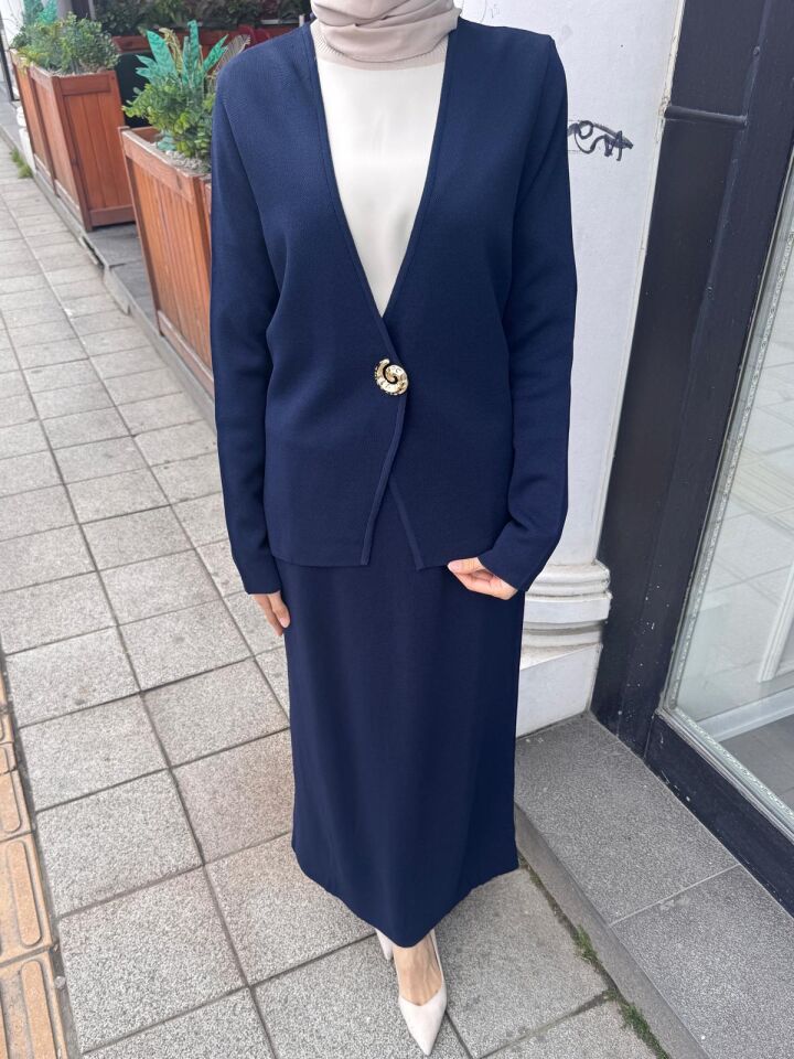 ÖRME ETEKLİ TAKIM LACİVERT