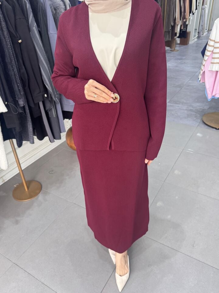 ÖRME ETEKLİ TAKIM BORDO