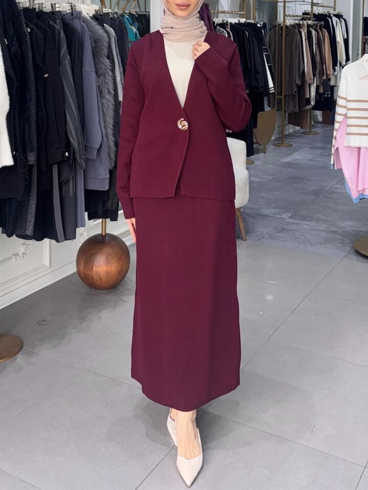 ÖRME ETEKLİ TAKIM BORDO